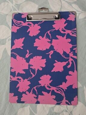 Staples Blue Clipboard with Pink Floral Pattern